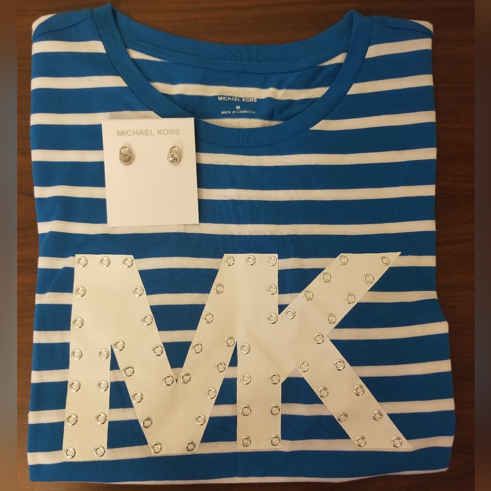 Michael Kors shirt and Earrings BUNDLE